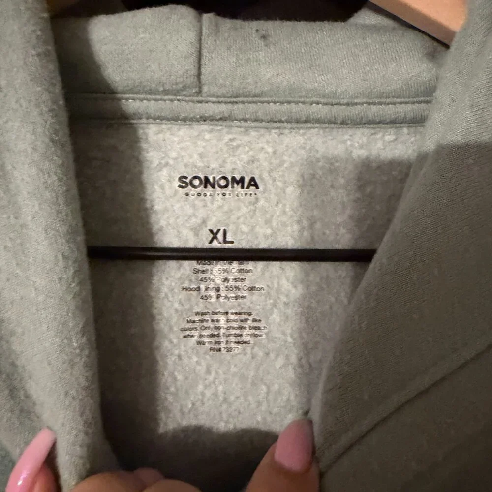 Mens Sonoma Heavy Weight Sweatshirt Hoodie Seafoam Green Blue Extra Large